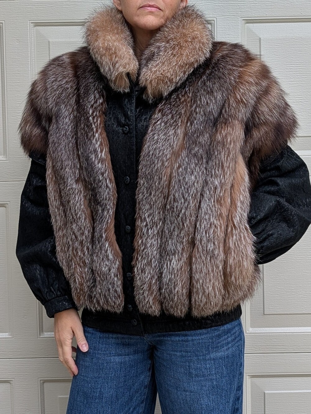 vintage 1980's SAGA FOX convertible fur jacket vest M L